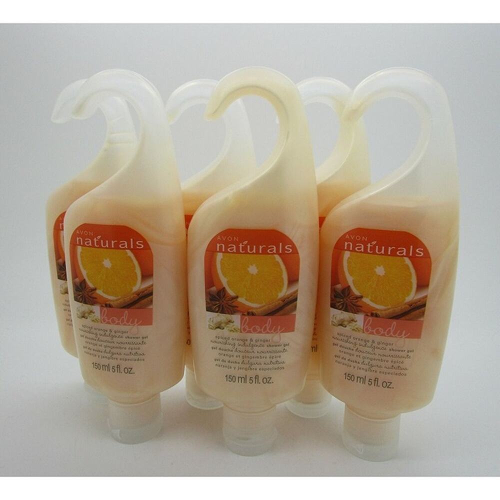 Lot of 6 - AVON Naturals SPICED ORANGE & GINGER Shower Gel - 5 oz Full Size NEW